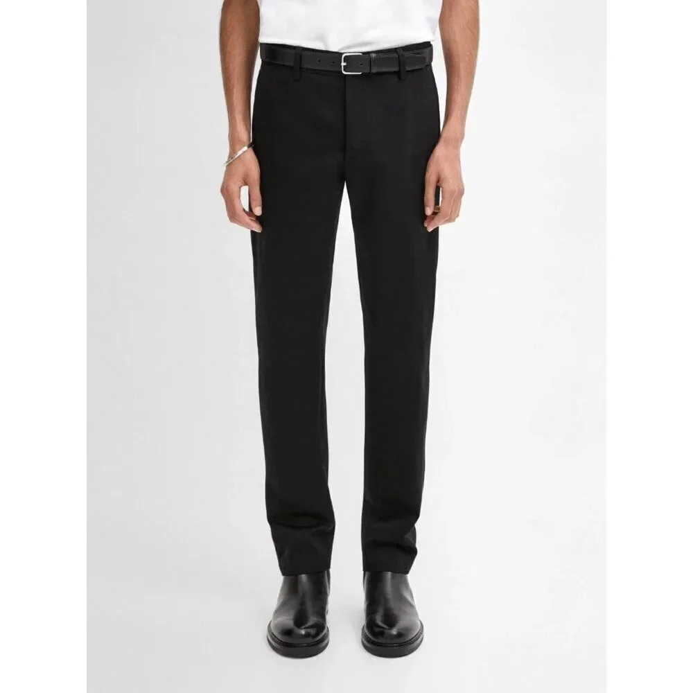 Massimo Dutti Men Pants EU 38 US 30 Black Twill Tapered Fit Trouser 0011/040 NWT